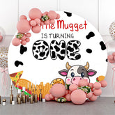 Lofaris Burger Fries Cow Mugget Round 1st Birthday Backdrop